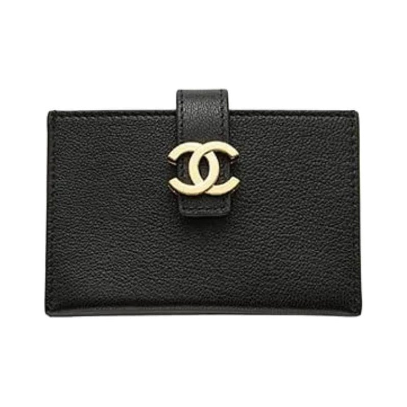 CHANEL 26A CC Logo Grained Goatskin Card Holder in Black - AP5329