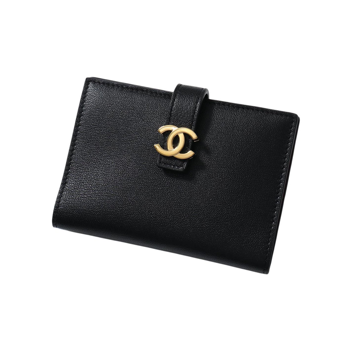 CHANEL 26A CC Logo Grained Goatskin Wallet in Black - AP5330