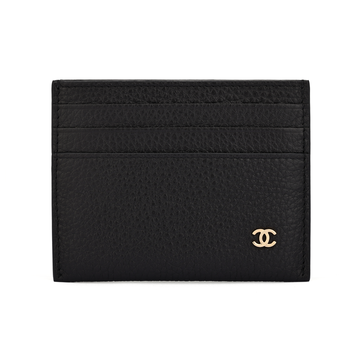 CHANEL 26S CC Logo Grained Calfskin Card Holder in Black - AP5263