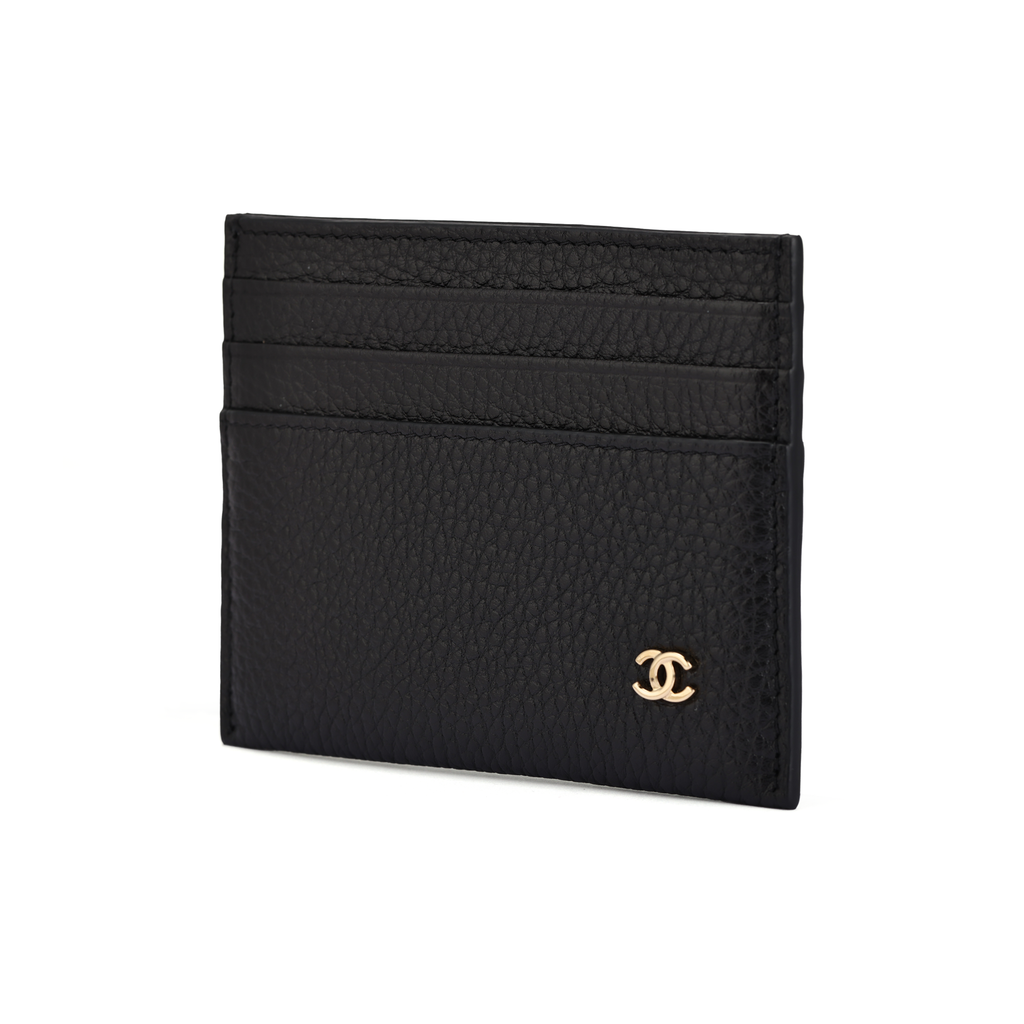 CHANEL 26S CC Logo Grained Calfskin Card Holder in Black - AP5263