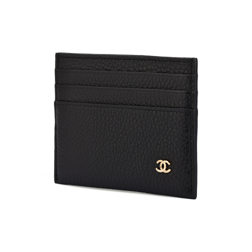 CHANEL 26S CC Logo Grained Calfskin Card Holder in Black - AP5263