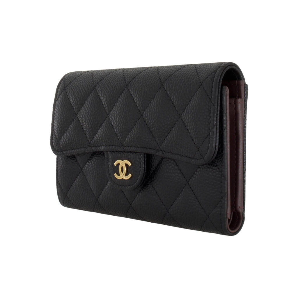 CHANEL CF Classic Flap Quilted Grained Leather Wallet in Black - AP0232