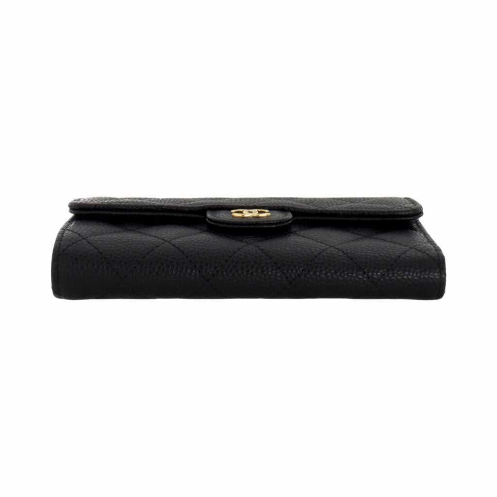 CHANEL CF Classic Flap Quilted Grained Leather Wallet in Black - AP0232