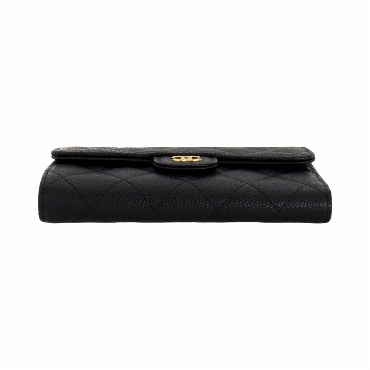 CHANEL CF Classic Flap Quilted Grained Leather Wallet in Black - AP0232