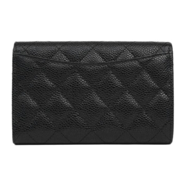 CHANEL Classic Flap Quilted Caviar Calfskin Wallet in Silver and Black - AP0232