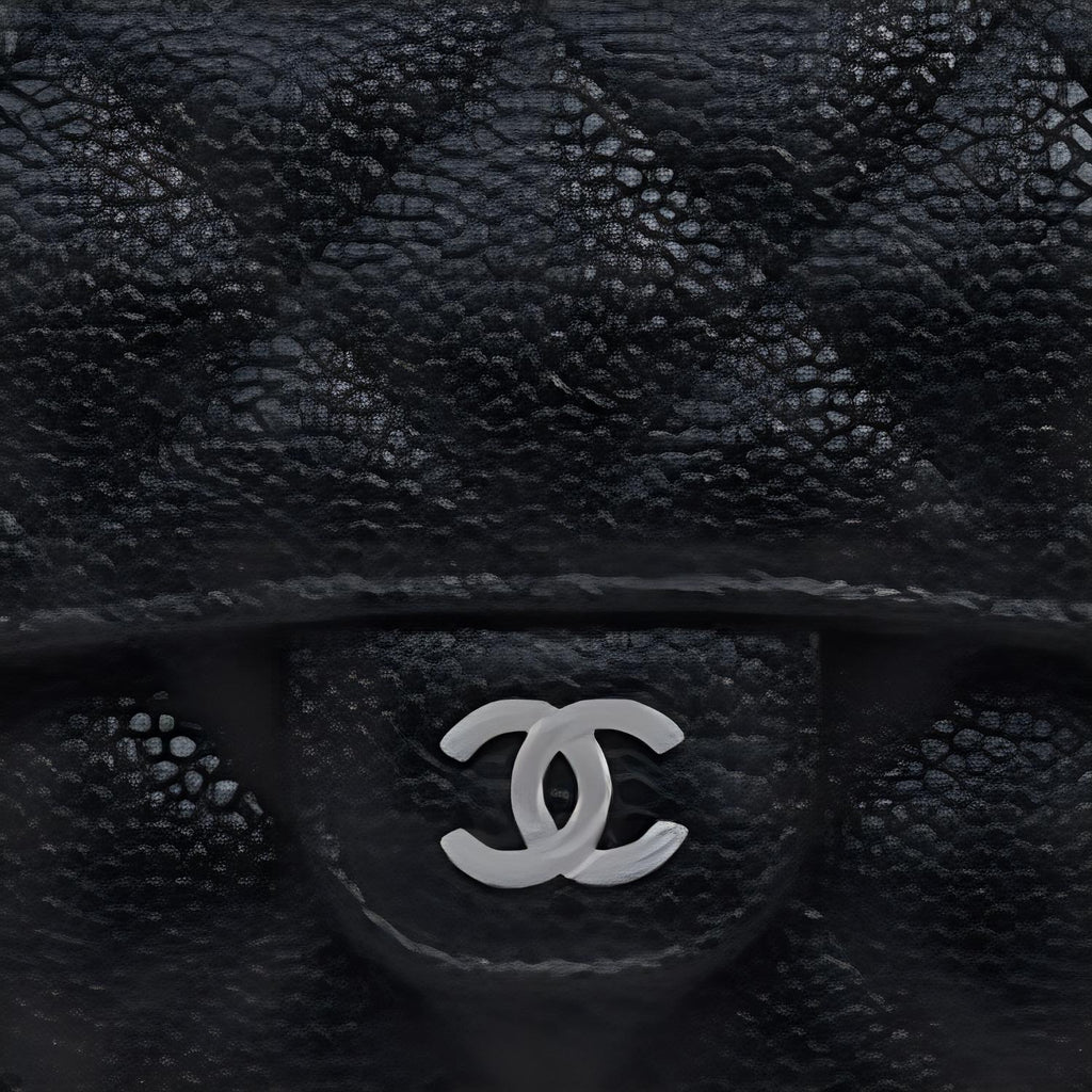 CHANEL Classic Flap Quilted Caviar Calfskin Wallet in Silver and Black - AP0232