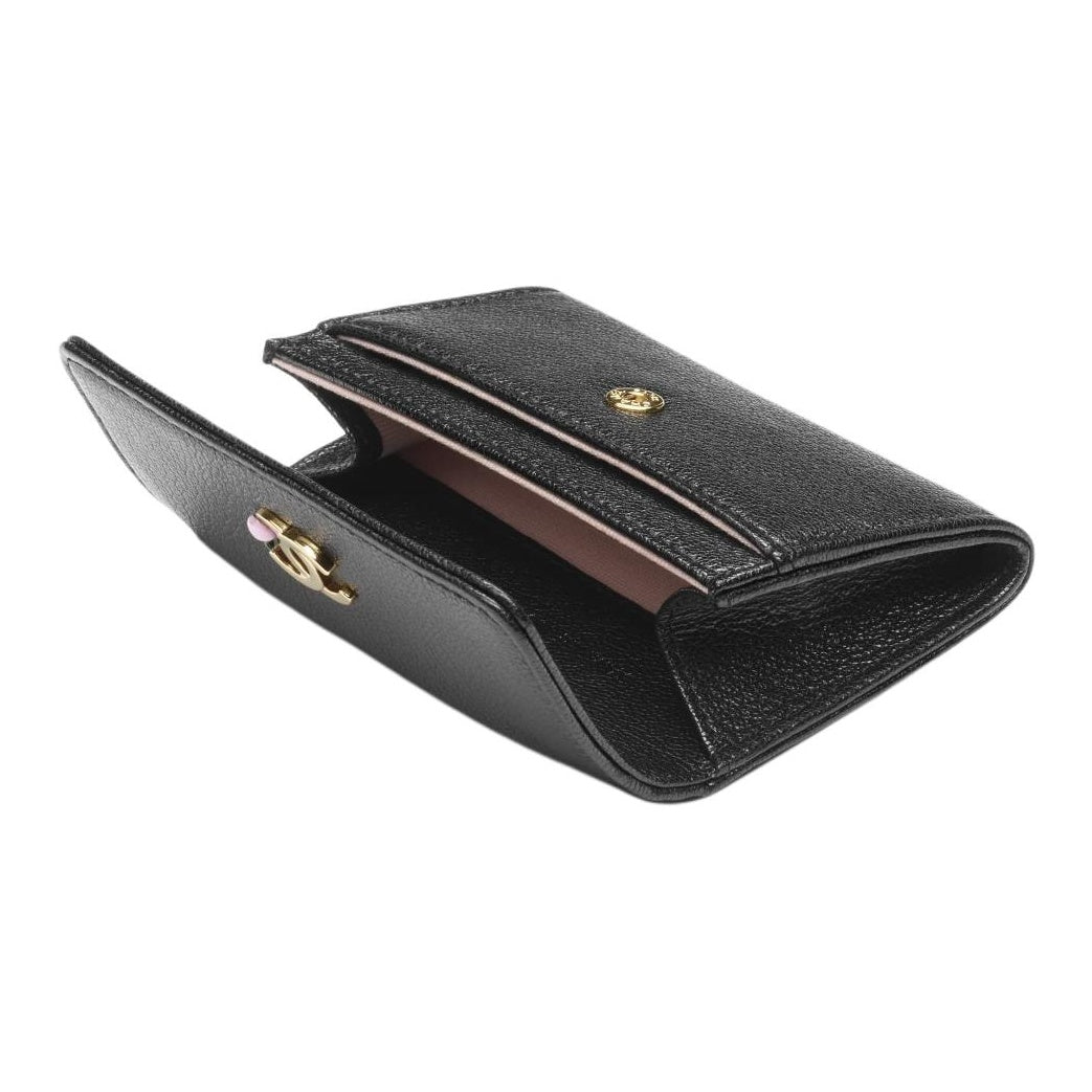 CHANEL 26A Metiers d'Art CC Logo Grained Sheepskin Card Holder in Black - AP5298