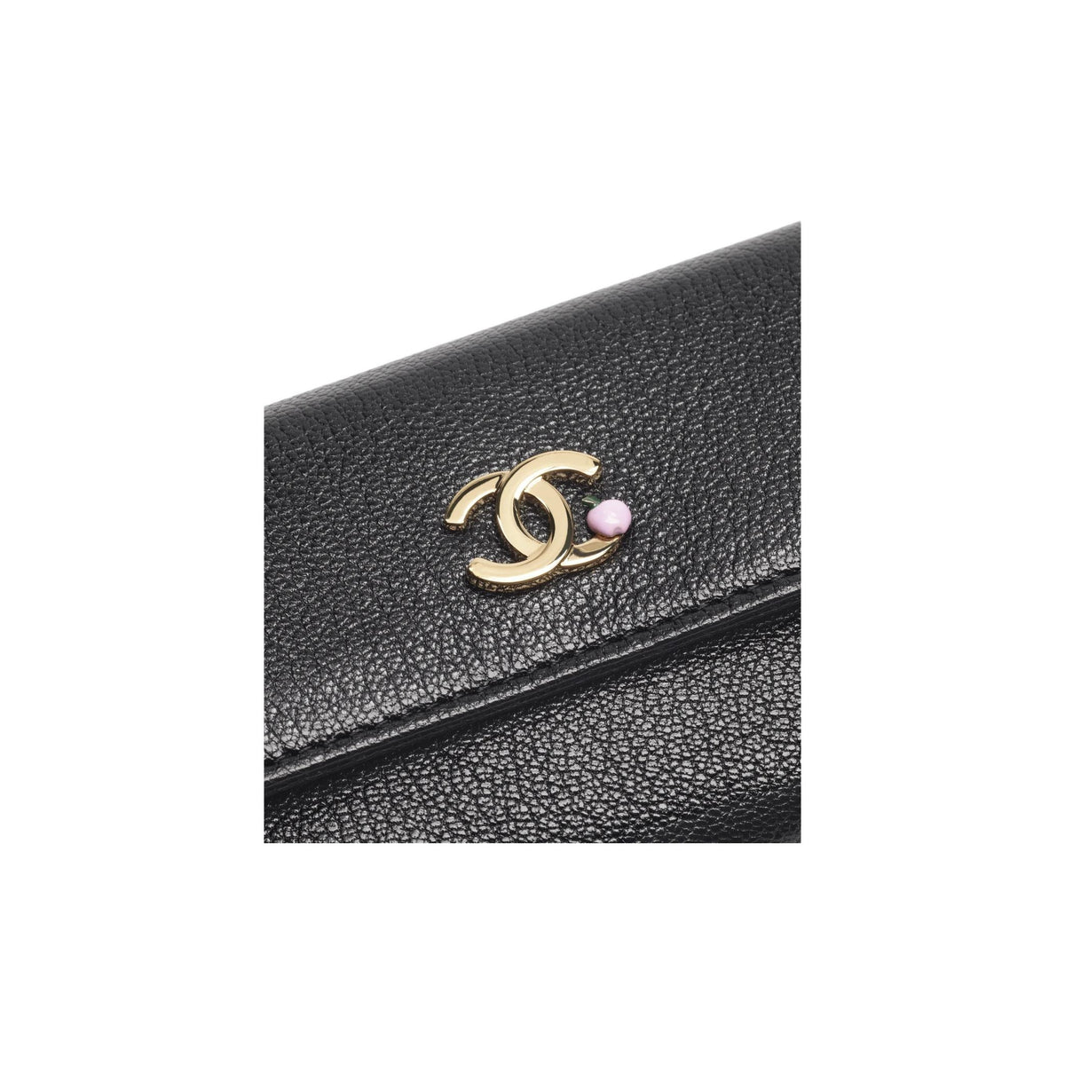 CHANEL 26A Metiers d'Art CC Logo Grained Sheepskin Card Holder in Black - AP5298