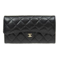 CHANEL 23P Classic Flap Quilted Grained Calfskin Long Wallet in Black - AP0241