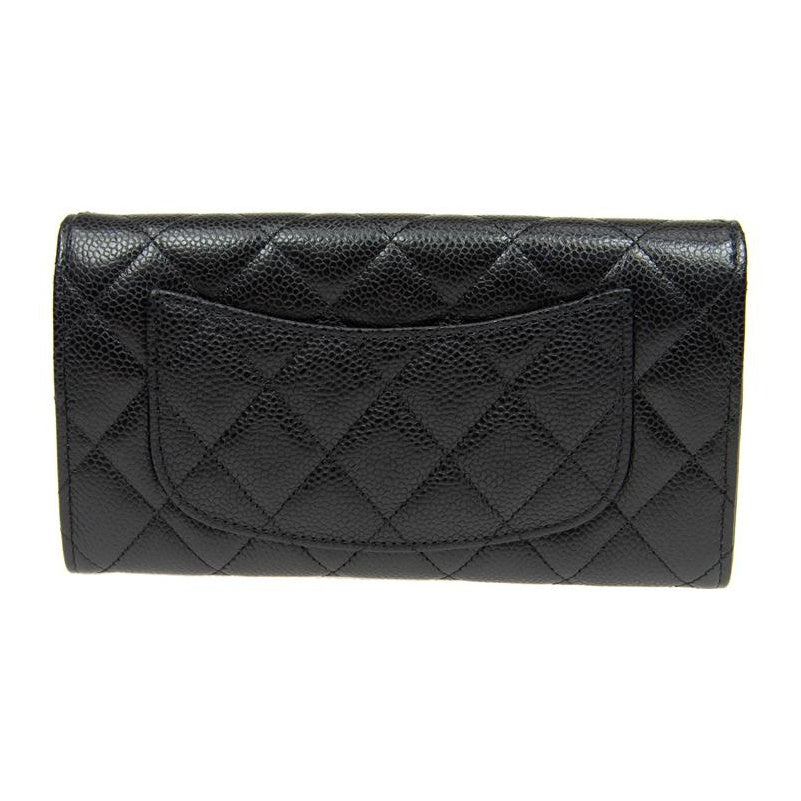 CHANEL 23P Classic Flap Quilted Grained Calfskin Long Wallet in Black - AP0241