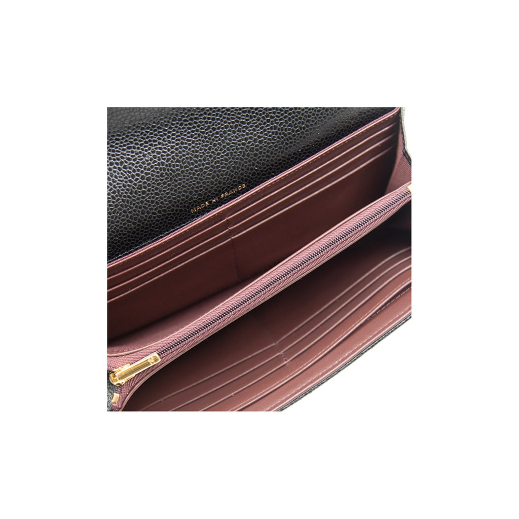CHANEL 23P Classic Flap Quilted Grained Calfskin Long Wallet in Black - AP0241