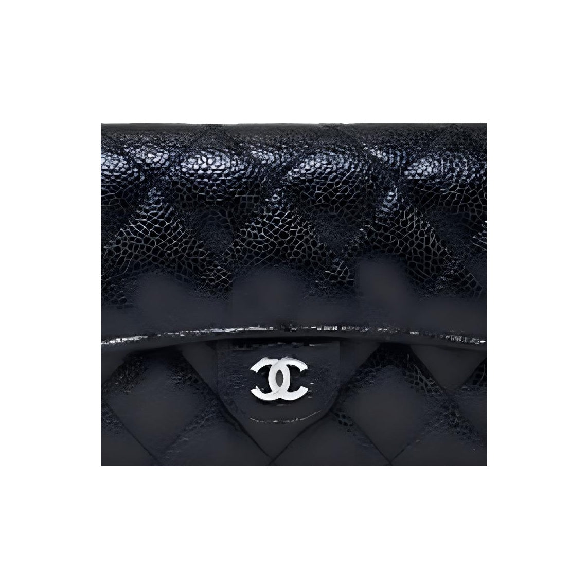 CHANEL Classic Flap Quilted Grained Calfskin Wallet in Black with Silver-Tone Hardware - AP0241