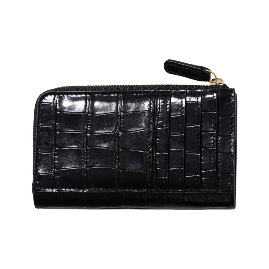 CHANEL 26S CC Logo Croc-Effect Calfskin Card Holder in Black - AP5192
