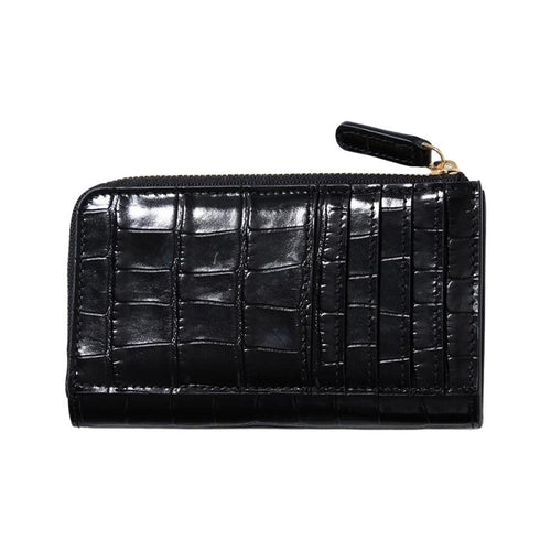 CHANEL 26S CC Logo Croc-Effect Calfskin Card Holder in Black - AP5192