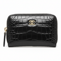CHANEL 26S CC Logo Croc-Effect Calfskin Coin Purse in Black - AP5189