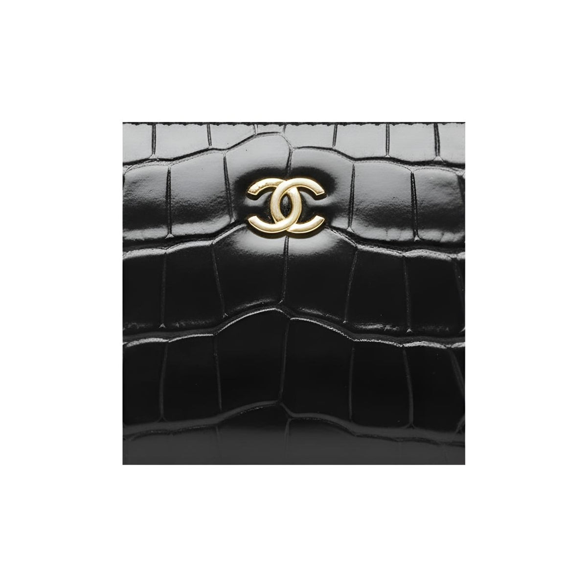 CHANEL 26S CC Logo Croc-Effect Calfskin Coin Purse in Black - AP5189