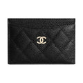 CHANEL Quilted Caviar Leather Double-Sided Card Holder in Black - AP0213