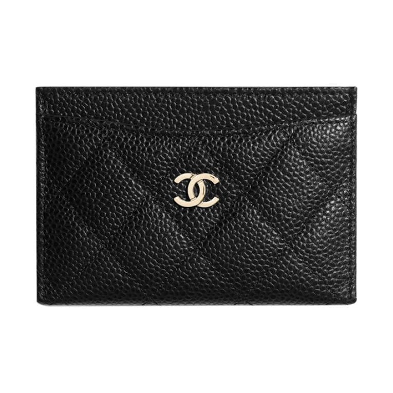 CHANEL Quilted Caviar Leather Double-Sided Card Holder in Black - AP0213