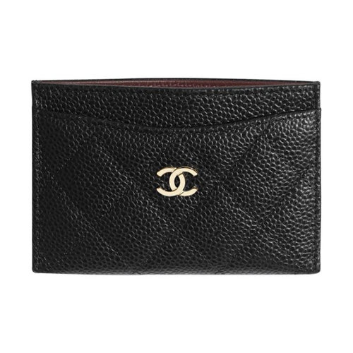 CHANEL Quilted Caviar Leather Double-Sided Card Holder in Black - AP0213
