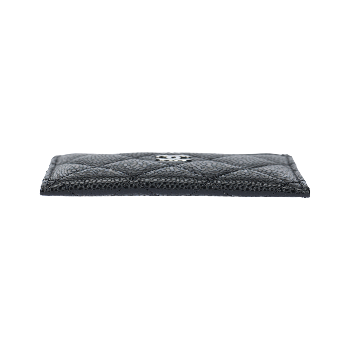 CHANEL Quilted Grained Leather Card Holder in Black with Silver-Tone Hardware - AP0213