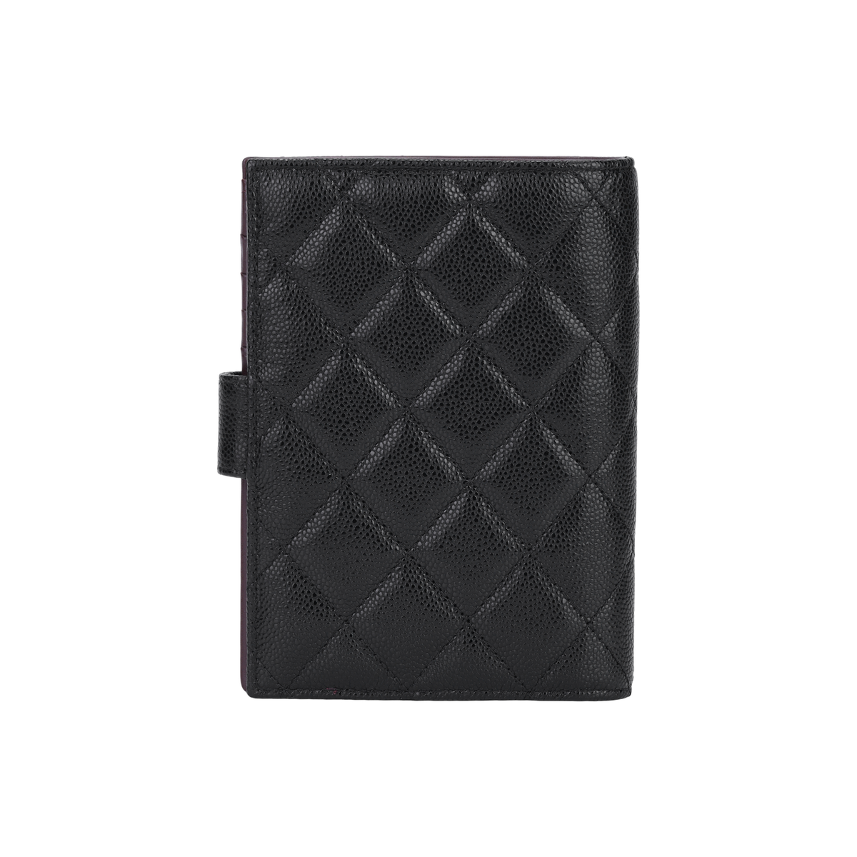 CHANEL 24K CC Logo Quilted Shiny Grained Calfskin Small Passport Holder in Black