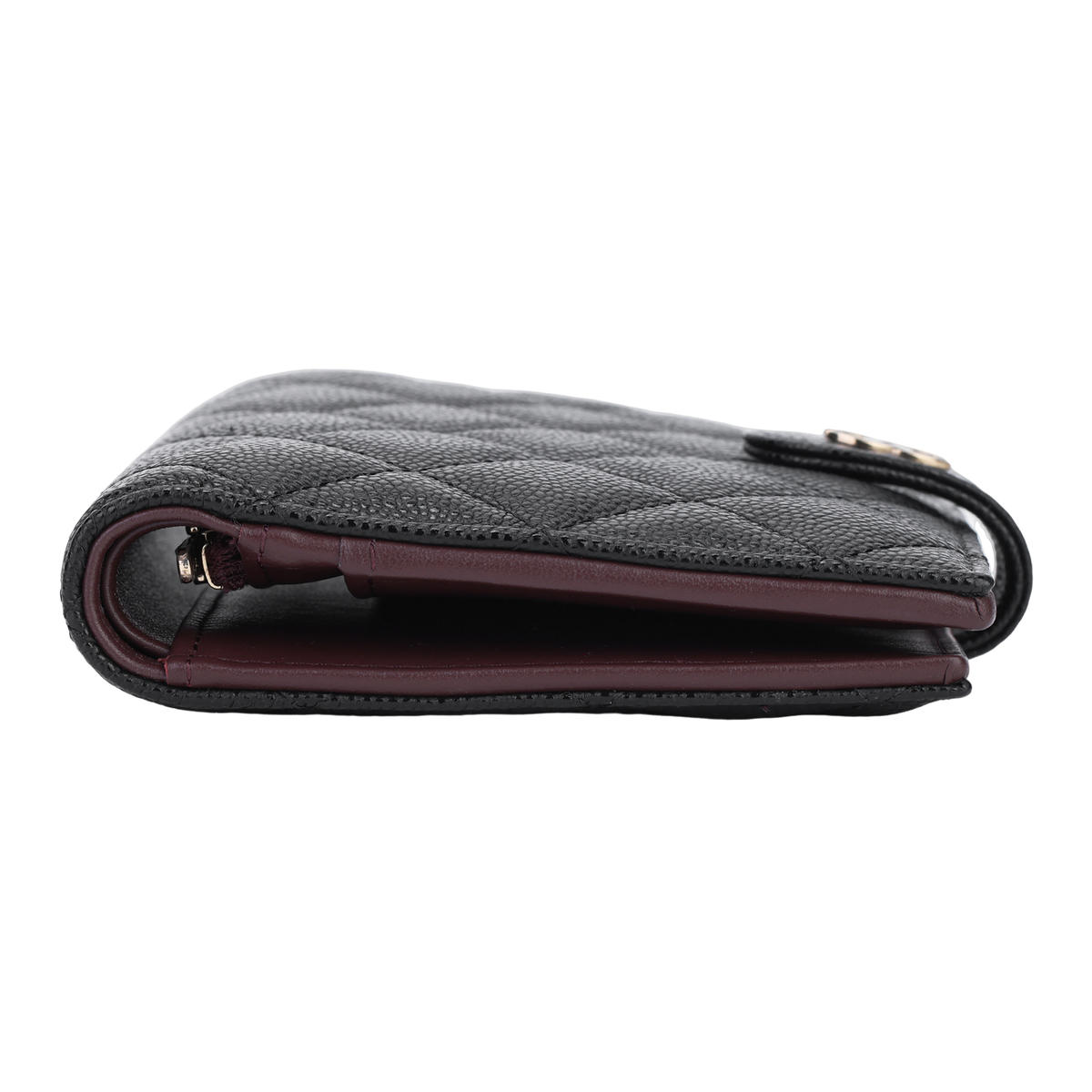 CHANEL 24K CC Logo Quilted Shiny Grained Calfskin Small Passport Holder in Black