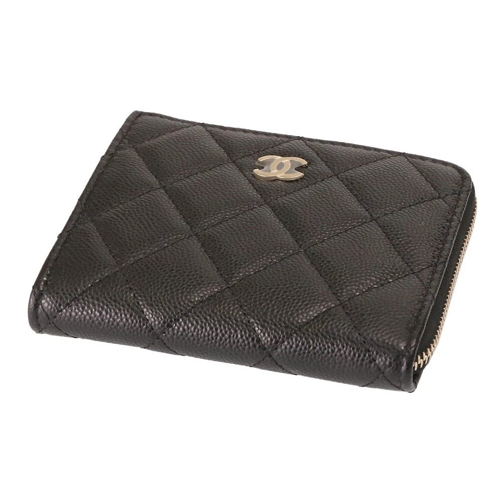 CHANEL 26P Small Quilted Grained Calfskin Wallet, Black, AP3999