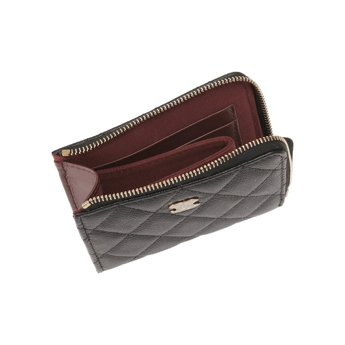 CHANEL 26P Small Quilted Grained Calfskin Wallet, Black, AP3999