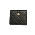 CHANEL AP3388 Quilted Caviar Leather Zip Wallet, Black, Gold-Tone Hardware
