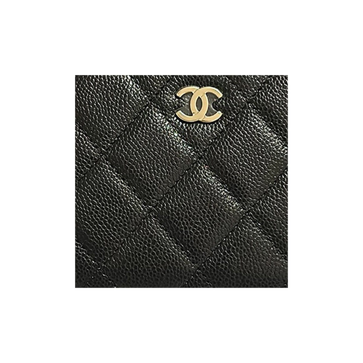 CHANEL AP3388 Quilted Caviar Leather Zip Wallet, Black, Gold-Tone Hardware
