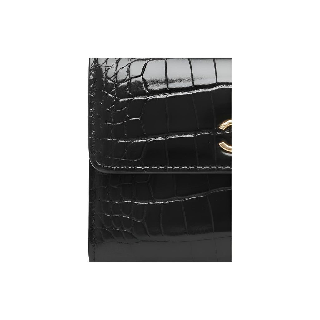 CHANEL 26S AP5188 Crocodile-Effect Calfskin Wallet, Black, Gold-Tone Hardware