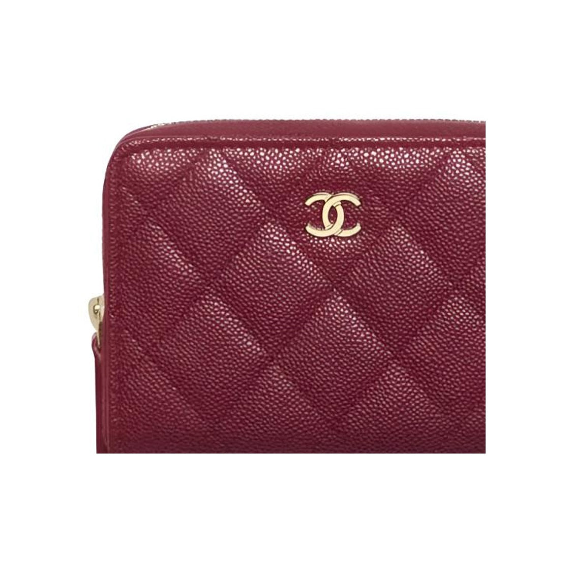CHANEL 25B AP4652 Calfskin Card Holder, Burgundy, Gold-Tone Logo
