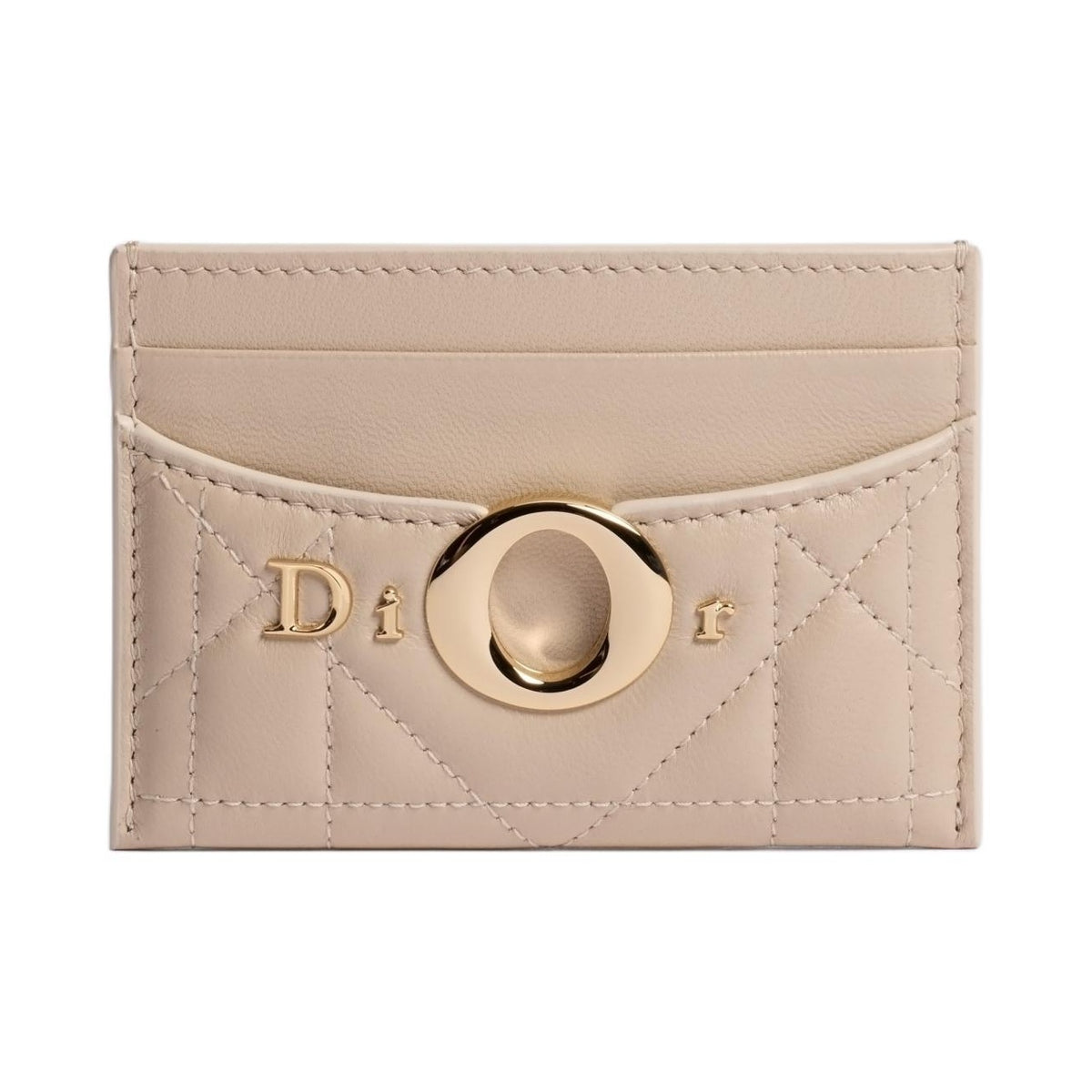 DIOR S2704 Freesia Milly-La-Forêt Sheepskin Card Holder, Dark Beige
