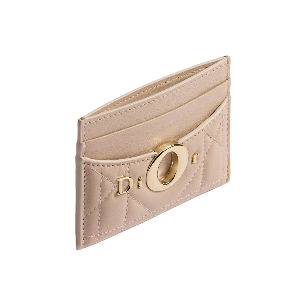 DIOR S2704 Freesia Milly-La-Forêt Sheepskin Card Holder, Dark Beige