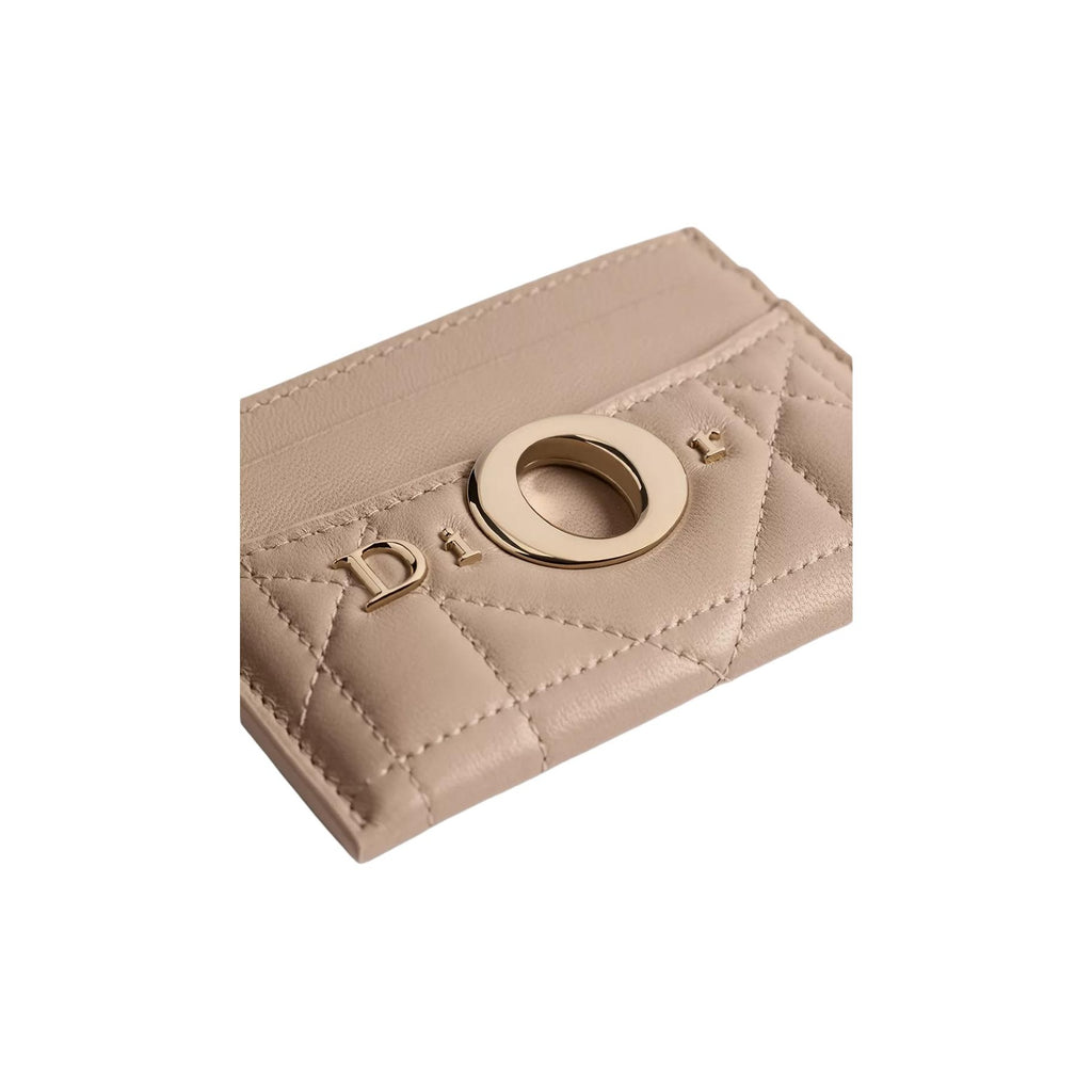 DIOR S2704 Freesia Milly-La-Forêt Sheepskin Card Holder, Dark Beige