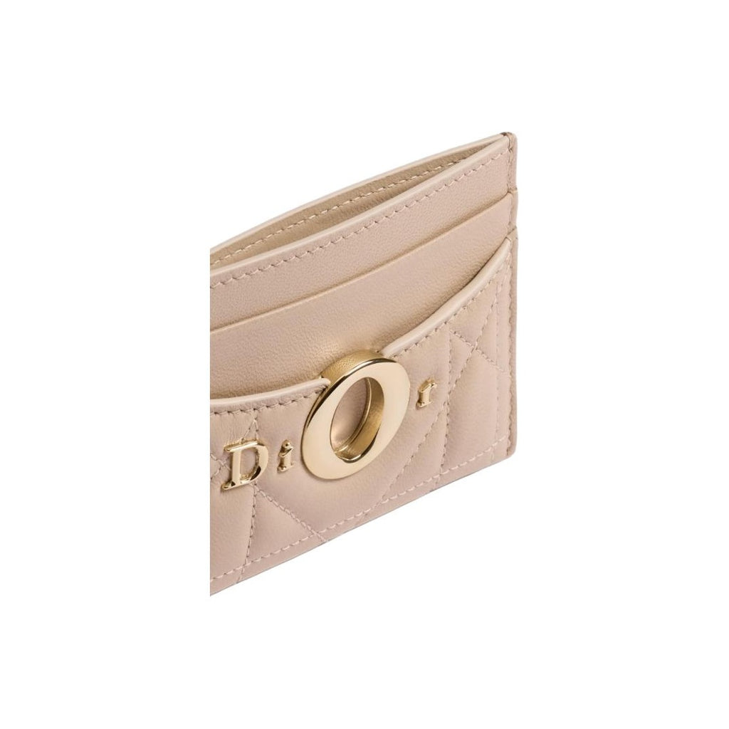 DIOR S2704 Freesia Milly-La-Forêt Sheepskin Card Holder, Dark Beige