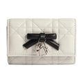 DIOR My Dior Glycine Goatskin Wallet, Latte White, Silver-Tone Charm