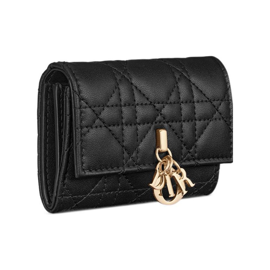DIOR S0966 My Dior Miss Dior XS Cannage Sheepskin Wallet, Black