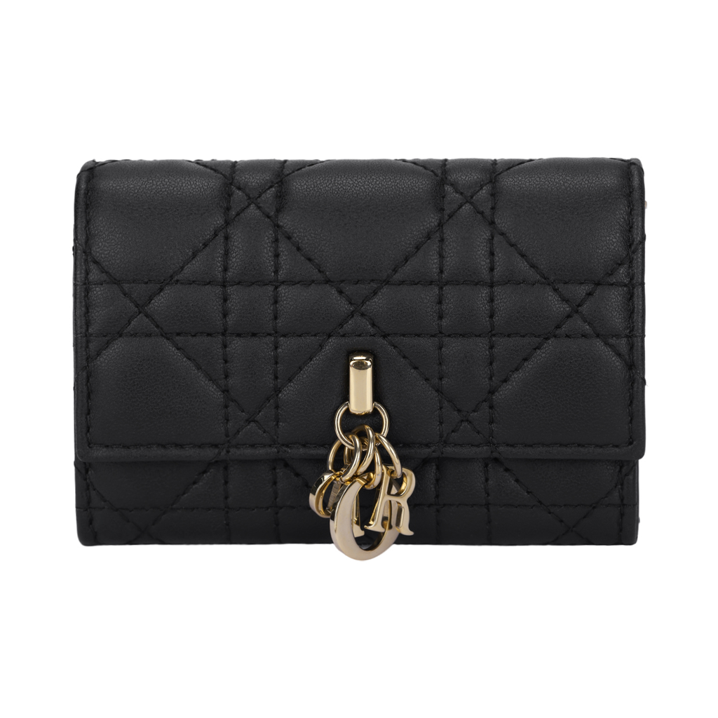 DIOR S0966 My Dior Miss Dior XS Cannage Sheepskin Wallet, Black