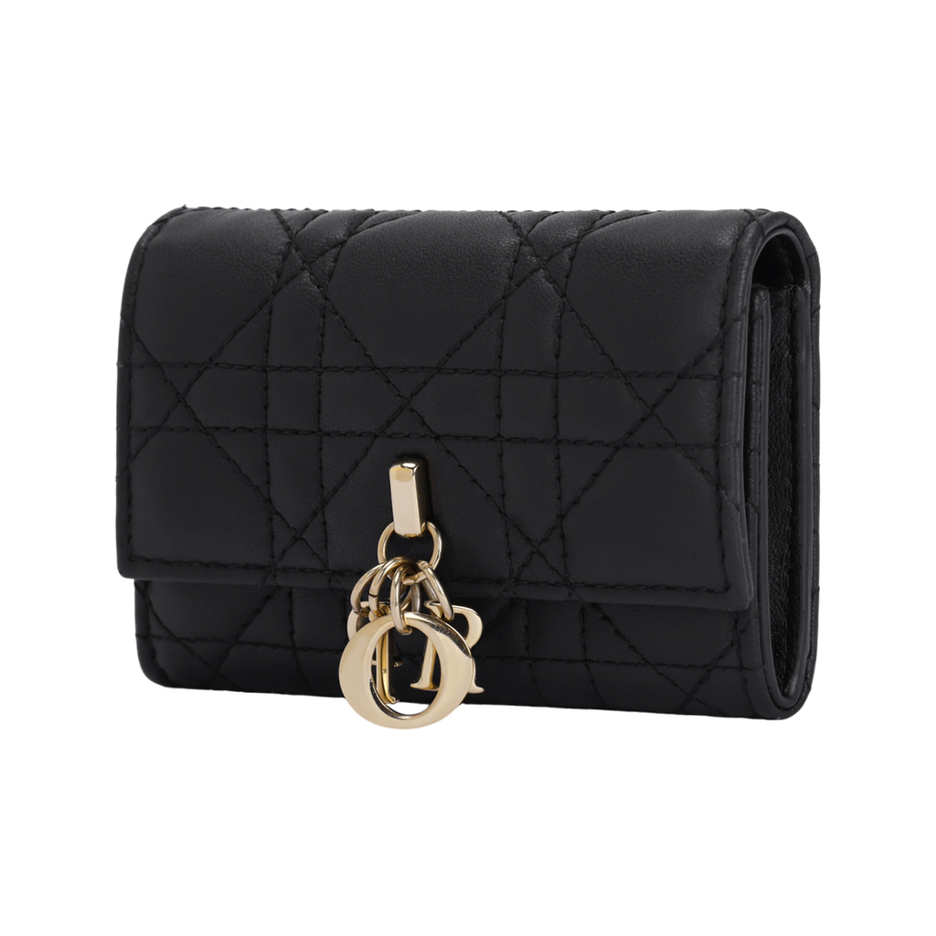 DIOR S0966 My Dior Miss Dior XS Cannage Sheepskin Wallet, Black