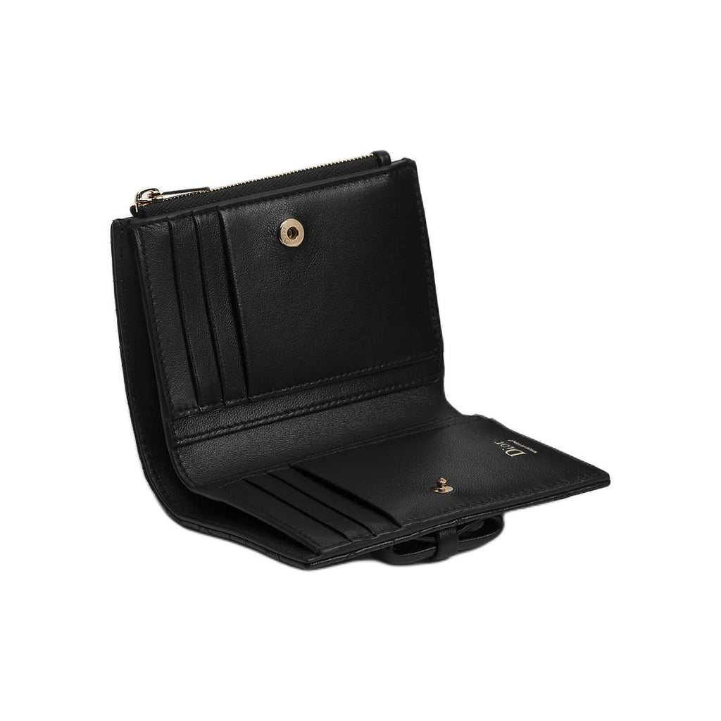 DIOR Lady Dior Dahlia Cannage Sheepskin Wallet, Black, Bow and D.I.O.R. Charms