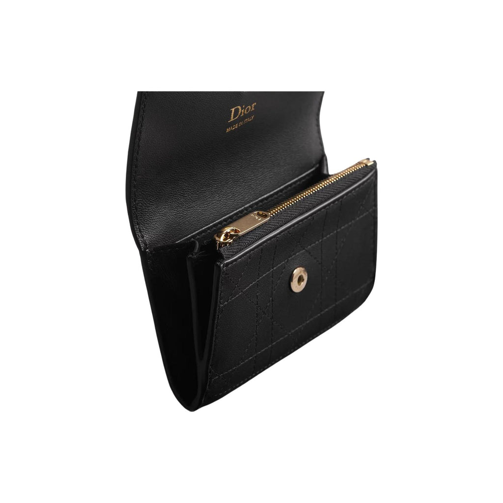 DIOR S4602 Trianon Glycine Flat Cannage Sheepskin Wallet, Black