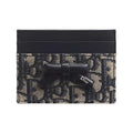 DIOR S2500 Oblique Bow Freesia Cotton and Cowhide Card Holder, Blue