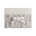 DIOR S2500 Freesia Oblique Cotton and Cowhide Card Holder, Cream and Gray
