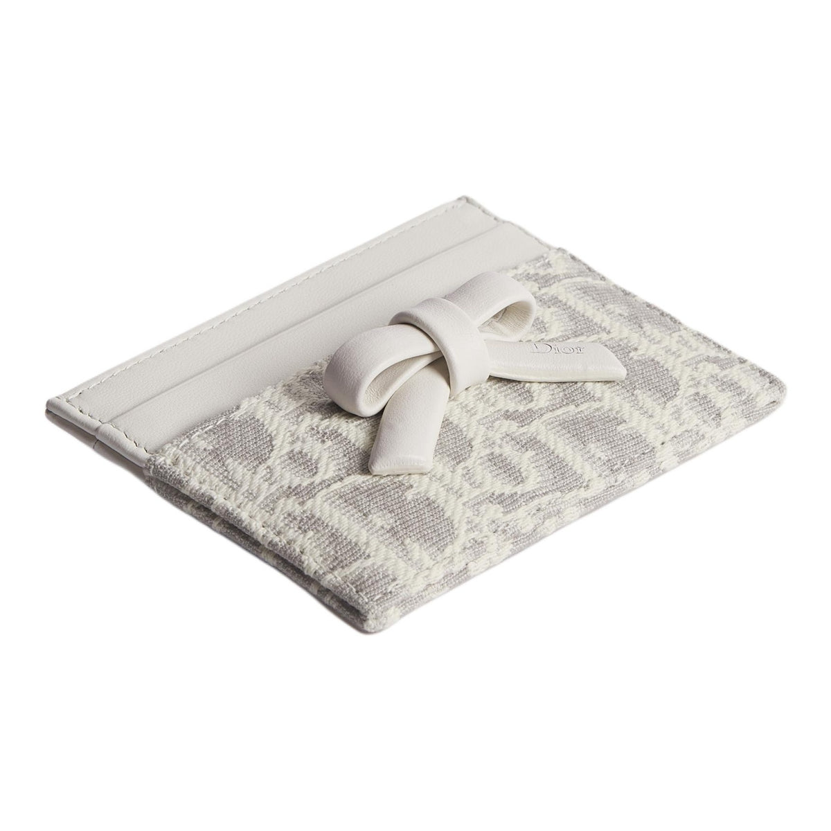 DIOR S2500 Freesia Oblique Cotton and Cowhide Card Holder, Cream and Gray