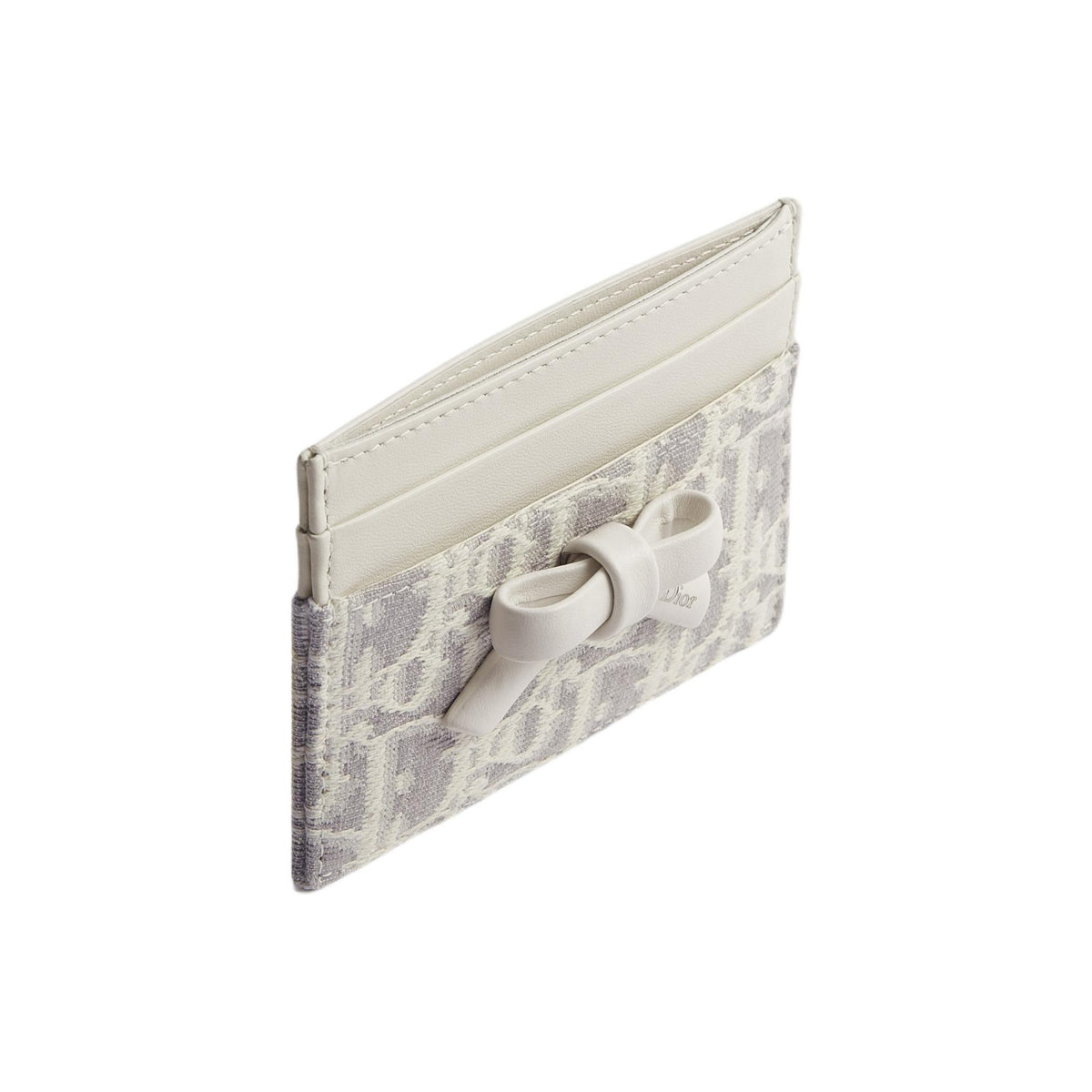 DIOR S2500 Freesia Oblique Cotton and Cowhide Card Holder, Cream and Gray