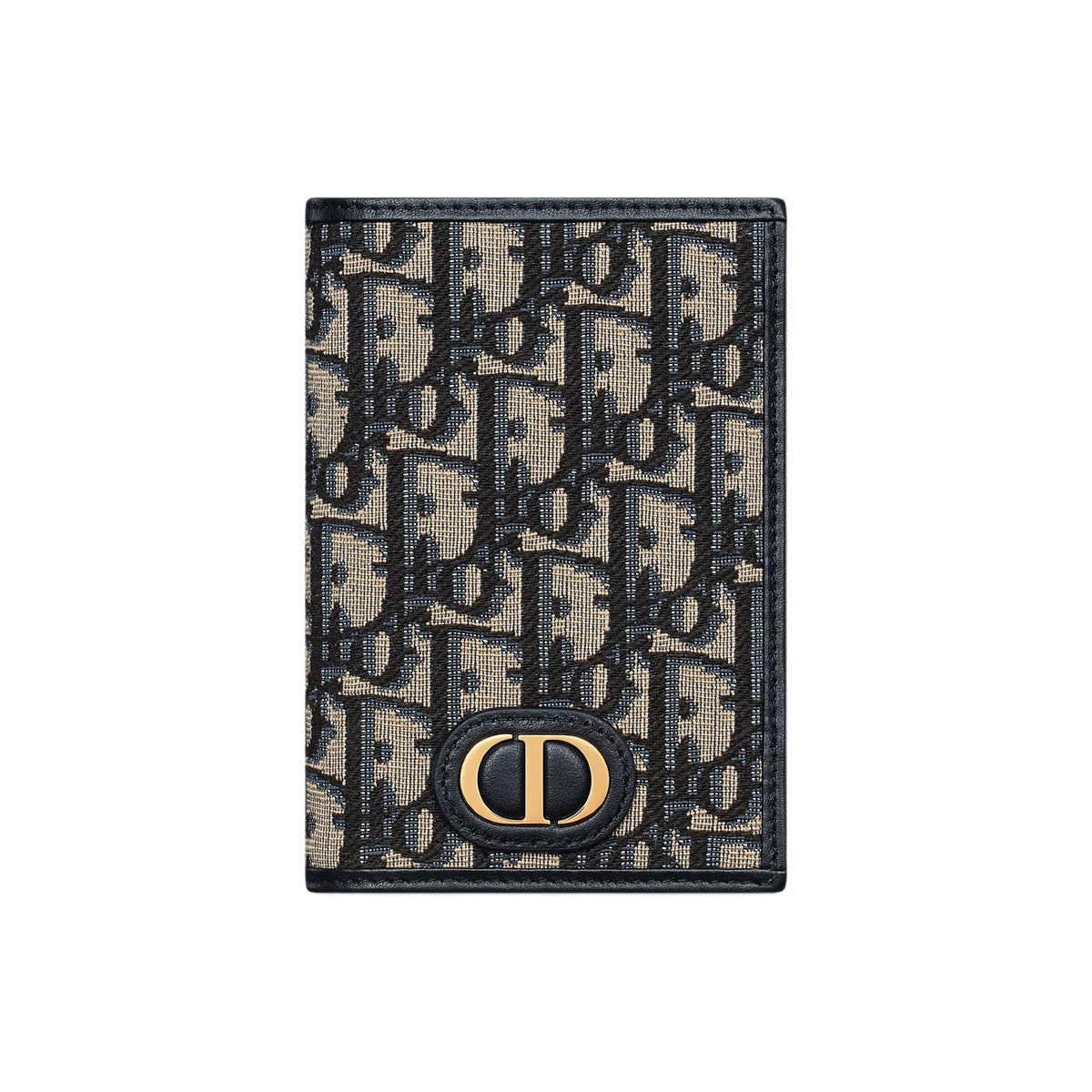 DIOR S2353 30 Montaigne Oblique Cotton and Cowhide Passport Holder, Blue