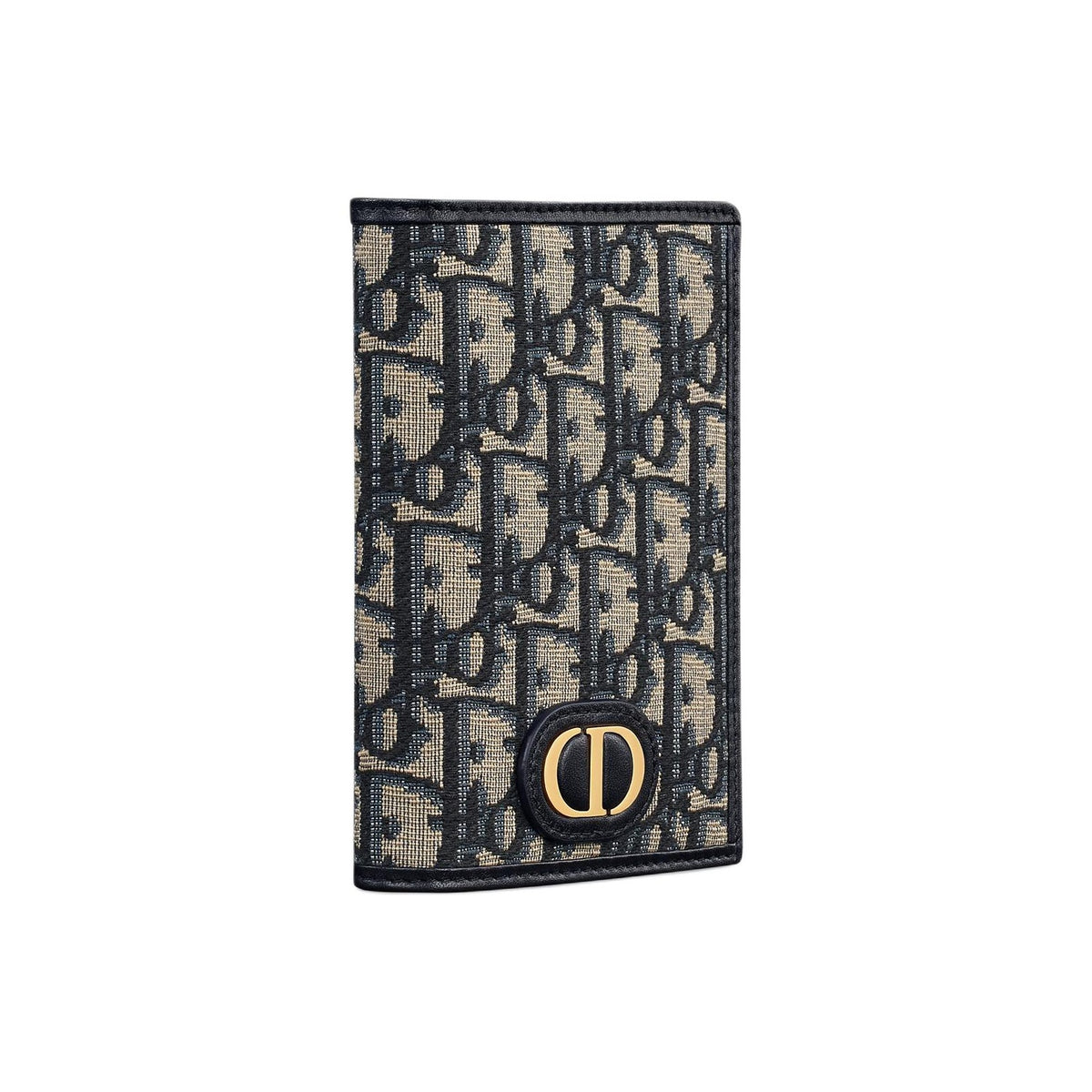 DIOR S2353 30 Montaigne Oblique Cotton and Cowhide Passport Holder, Blue