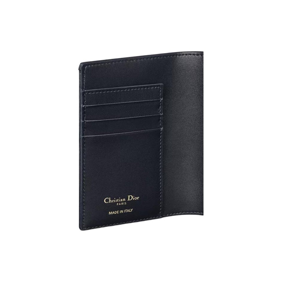 DIOR S2353 30 Montaigne Oblique Cotton and Cowhide Passport Holder, Blue