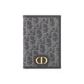DIOR S2353 30 Montaigne Denim Passport Holder, Gray, Metal CD Logo
